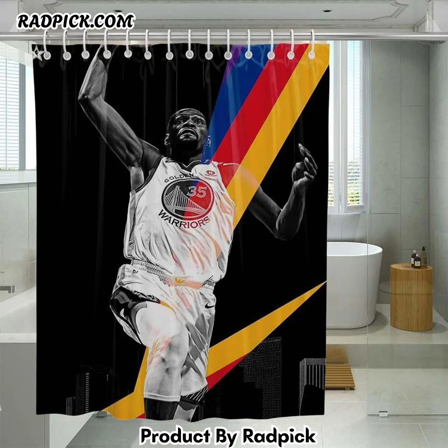The player kevin durant warriors shower curtain set for bathroom decor gift for friends rp38784